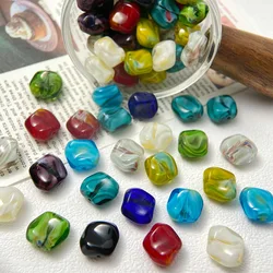 10pcs 10x11MM Colorful Square Crystal Beads Irregular Smooth Glass Beads for Jewelry Bracelet Earring Making DIY Crafts Gifts