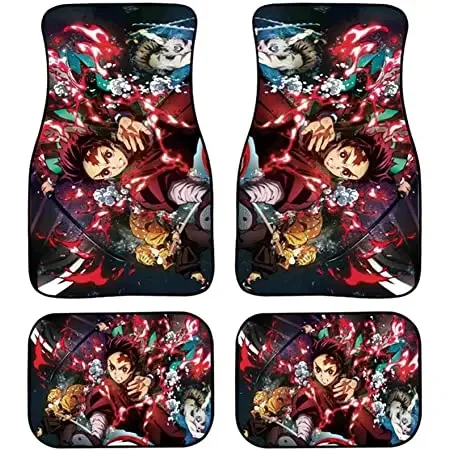 Anime Demon Slayer Design Car Floor Mats Fit Most Car Rubber Floor Mats Custom Printed Pattern Floor Mats 4 Pieces