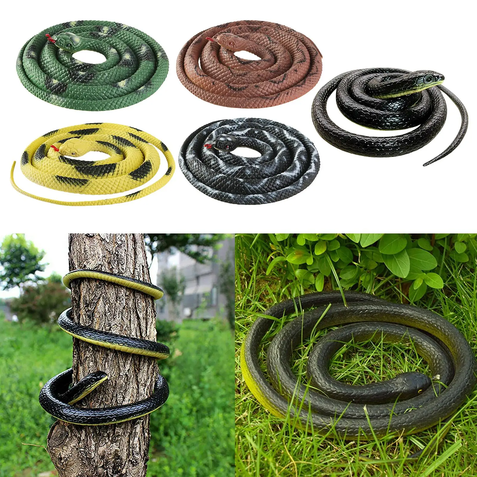 

47'' Rubber Snake, Snake, Decoration for Garden Props Fool's Day, , Highly Imitate the Snake