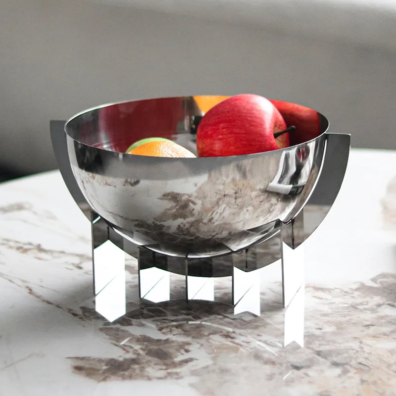 

Stainless Steel Fruit Bowl Circular Snacks Nuts Salad Dinng Plates Minimalist Beautiful Food Dishes Kitchen Restaurant Tableware