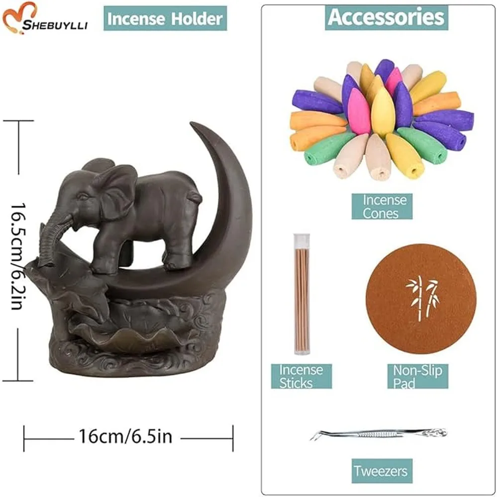 Elephant Decor Back Incense Burner Cute Incense Holder Crafted Cone Burner Peaceful And Put In Windless