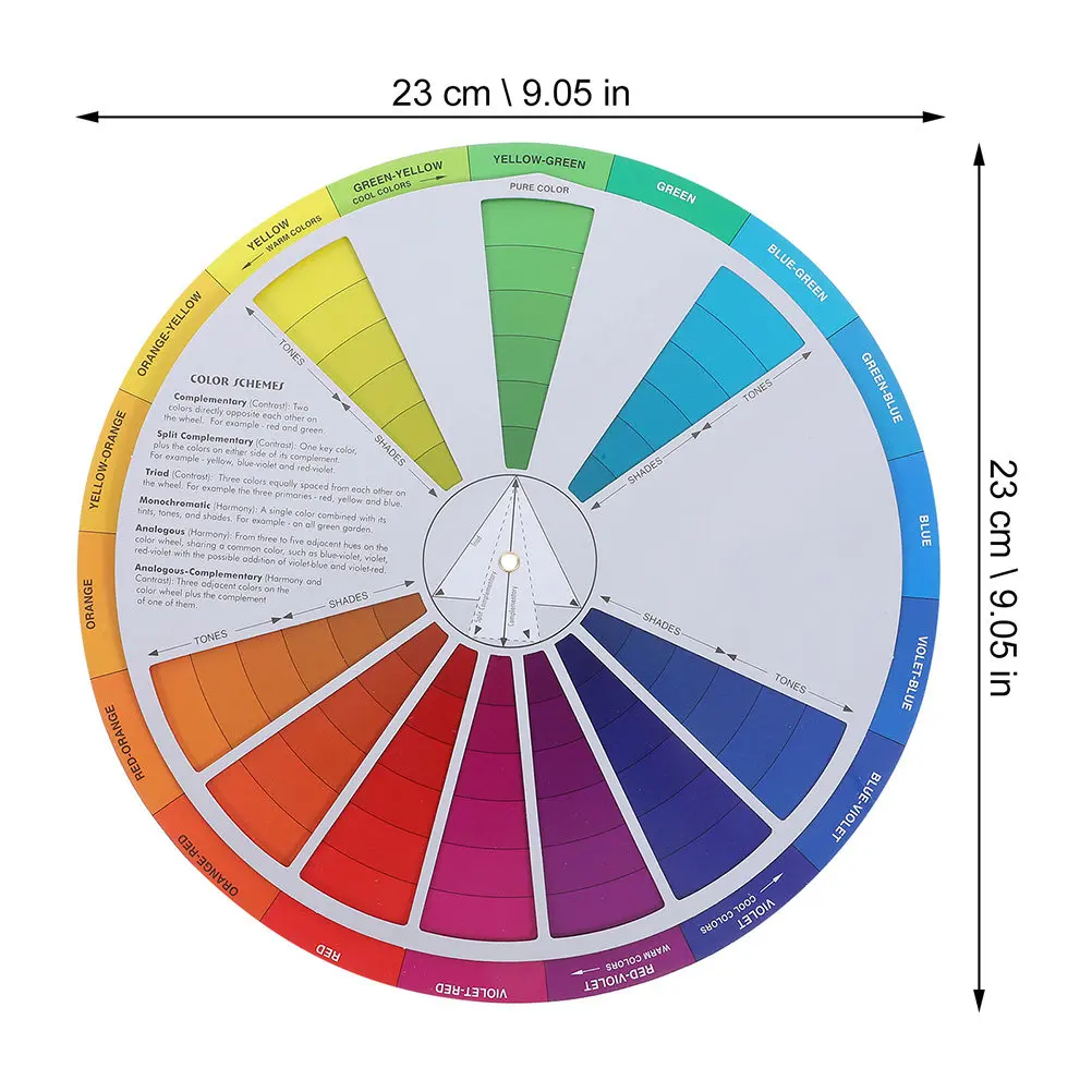4Pcs Rotatable Color Wheel Color Mixing Guide for Painters Designers Lightweight Gradient Effect Tool Class Teaching Tool