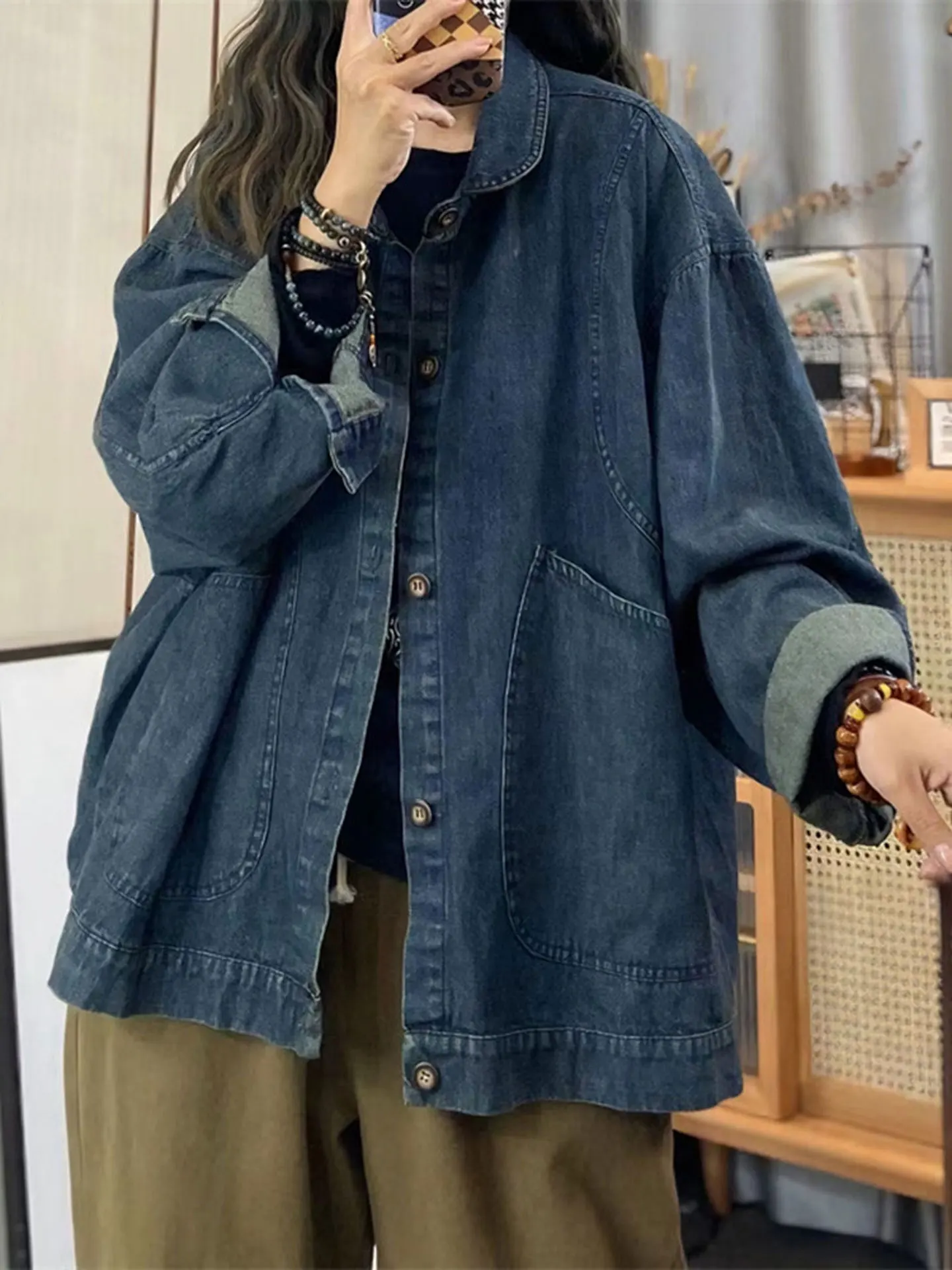 American Style Retro Denim Jacket Women's Loose Casual Shirt Top for Junior And High School Students Autumn 2026 New Arrival