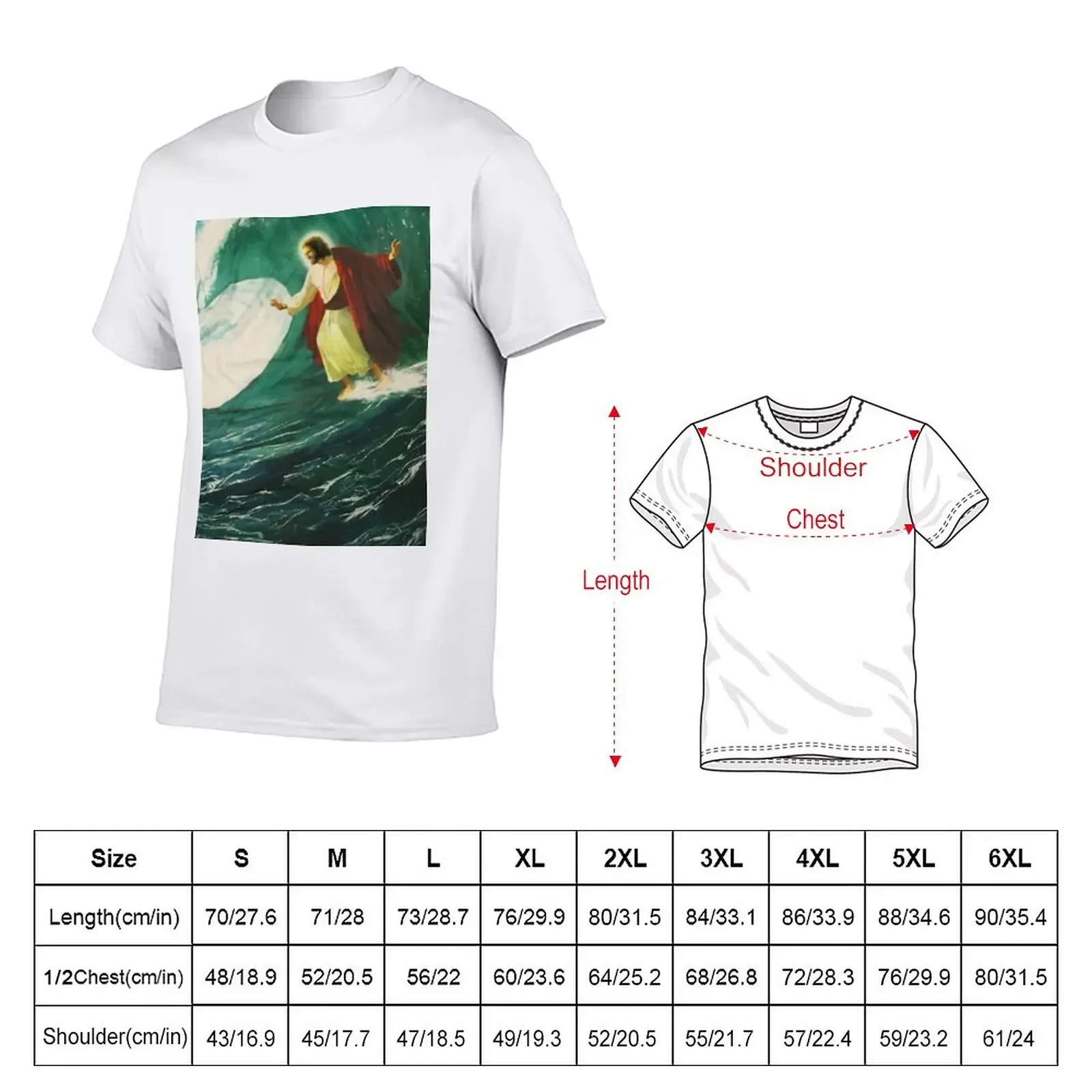 Camisa de surf superdimensionada masculina, Jesus Graphic Tees, Camisetas Anime, Novo