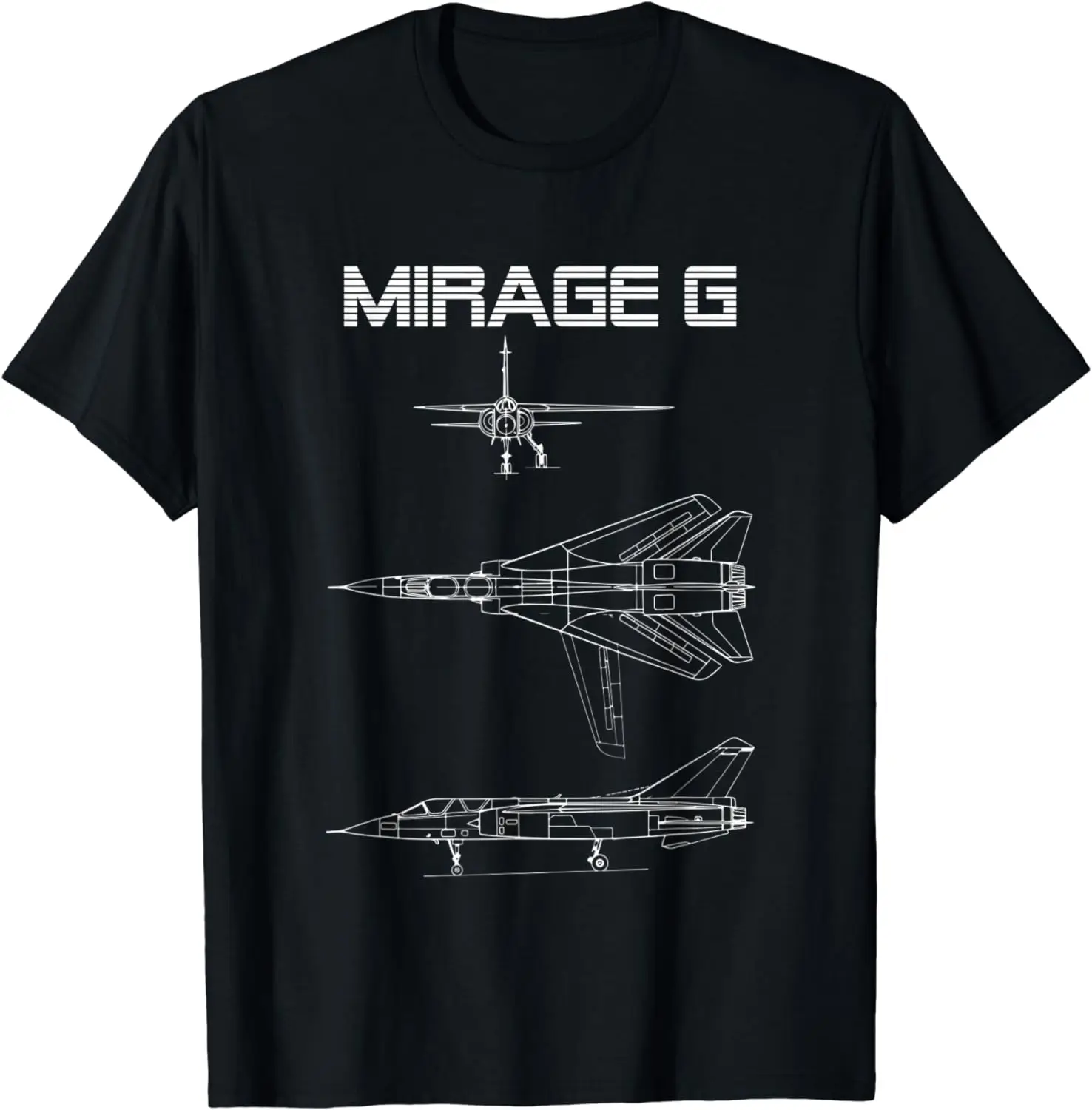 Mirage-G French Plane Warbird Blueprint Schematics Diagram T-Shirt Short Sleeve Casual 100% Cotton Men T Shirt