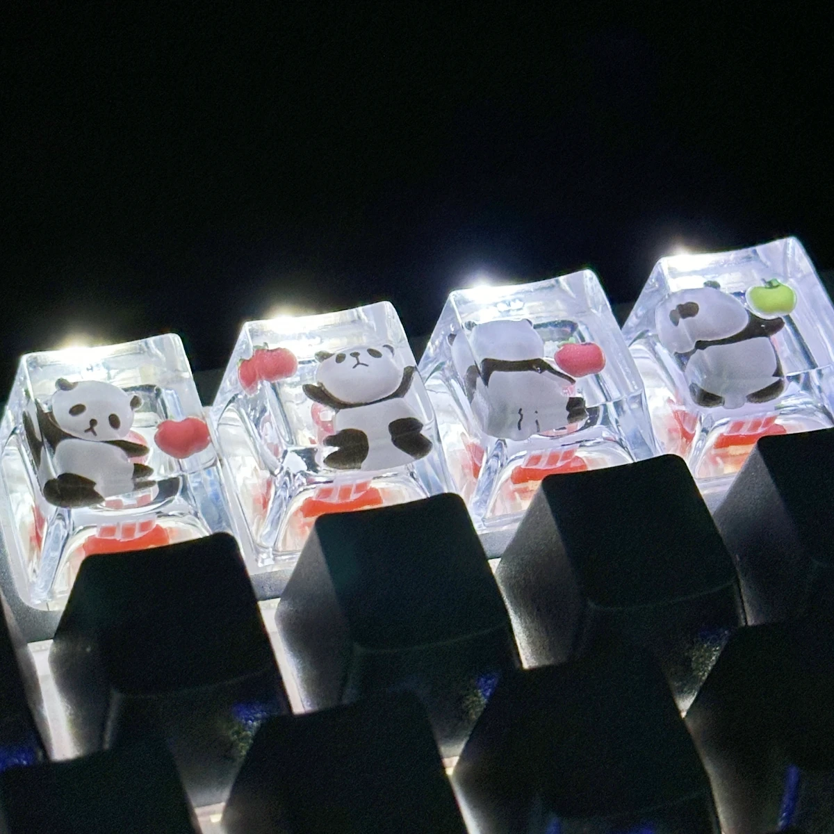 

Механическая клавиатура с изображением панды из смолы, милая панда, крестовая ось, механическая клавиатура ESC, прозрачный индивидуальный поперечный вал