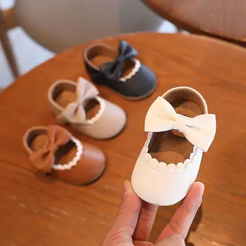 Dziewczynka Baby Miękkie dno Kokarda Księżniczka Suknia Ślubna Mary Jane Płaskie dno Buty do chodzenia Noworodek Lekkie dziecięce buty sportowe