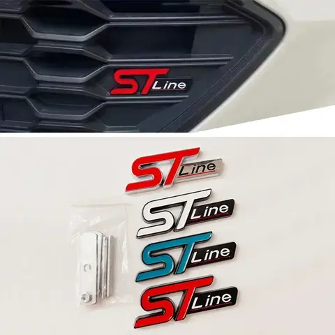 3D 금속 ST 라인 로고 자동차 앞 그릴 엠블럼 스티커 트렁크 배지 Ford Kuga MK3 MK4 S Max Focus Puma Fiesta 액세서리