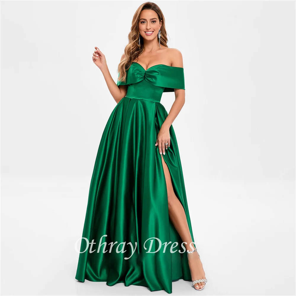 

Princess Off the Shoulder A-line Prom Dress Formal Dresses Satin Evening Dress Floor-Length Party Dresses Vestido De Noche