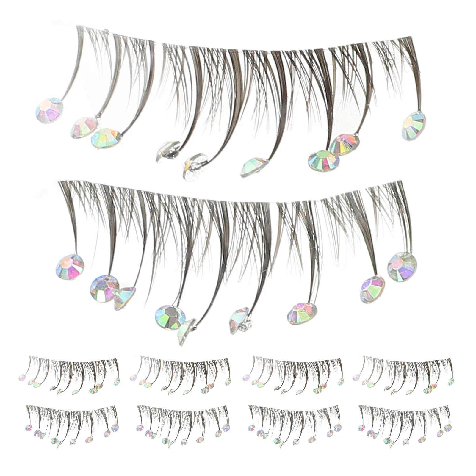 

10Pcs Fake Eyelashes False Lash Strips Rhinestone Decorative Lightweight Comfortable Bulk Lashes for Night Out