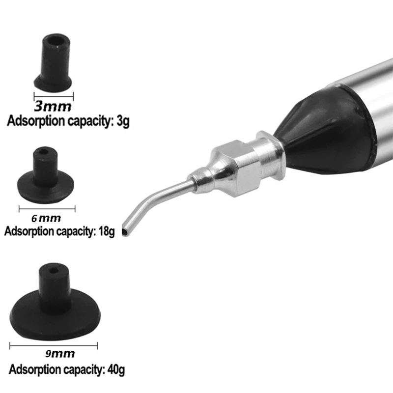 IC SMD Vakuum-Saugstift mit 3 Saugkrümmern Entferner Sucker Pump Chip \Pick Up Handwerkzeug Telefon PC Reparaturwerkzeuge – Detail 4