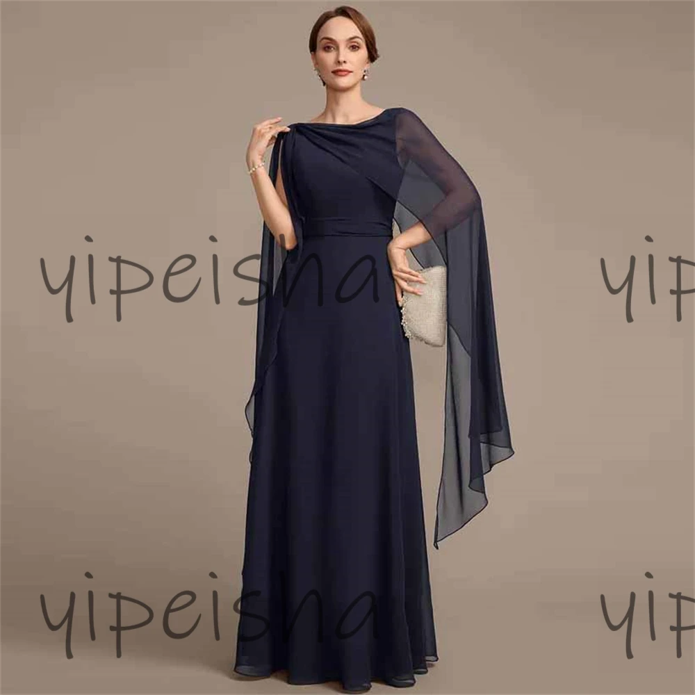 Customized Saudi Arabia Simple Evening dress A-line woman of the bride luxury wedding Chiffion sleeveless Waist Fold Crew dress