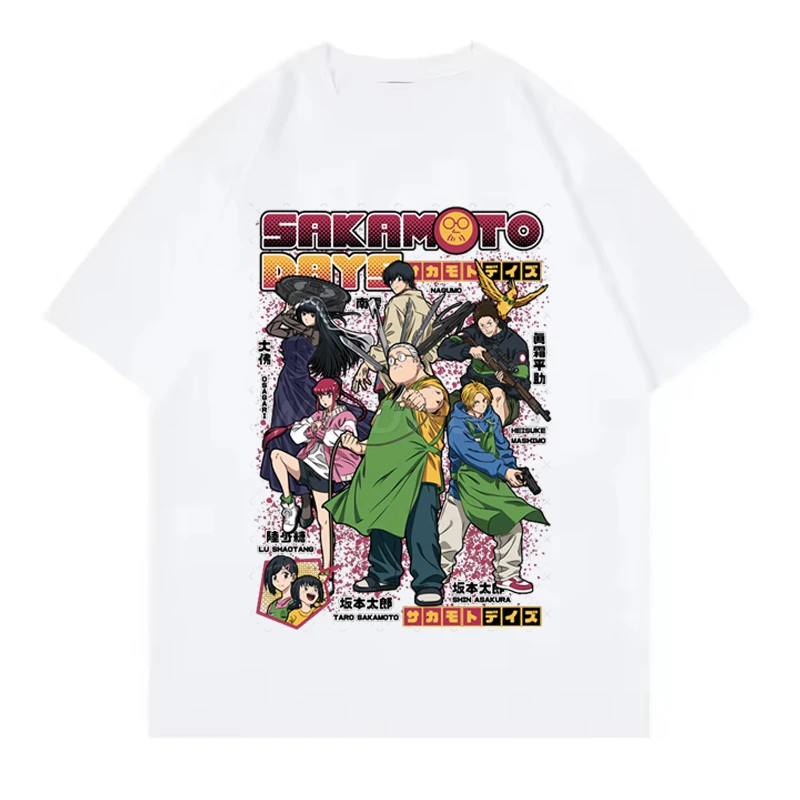 2026 New Design Anime T-shirts Sakamoto Days Short Sleeve Retro Tops Tees Streetwear Men Clothing Sakamoto Days Summer T-shirt