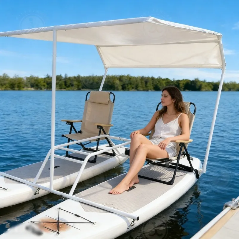 

Portable Covered Double SUP Inflatable Board Pedal Catamaran Easy Storage E-Catamaran Pedal Board Fishing Boat for Beginners