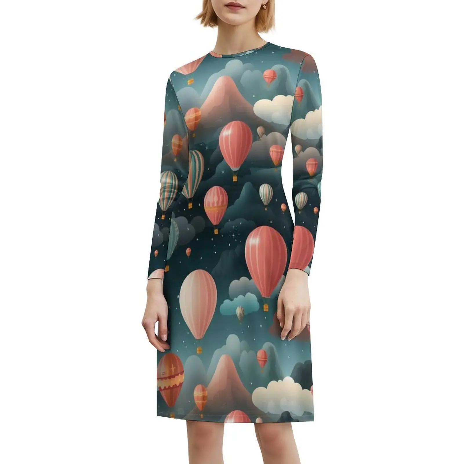 بالونات الهواء الساخن المغامرة # 2 فستان على شكل قلب أنيق للحفلات الصيفية للنساء، فستان سحابي ملون ممتع