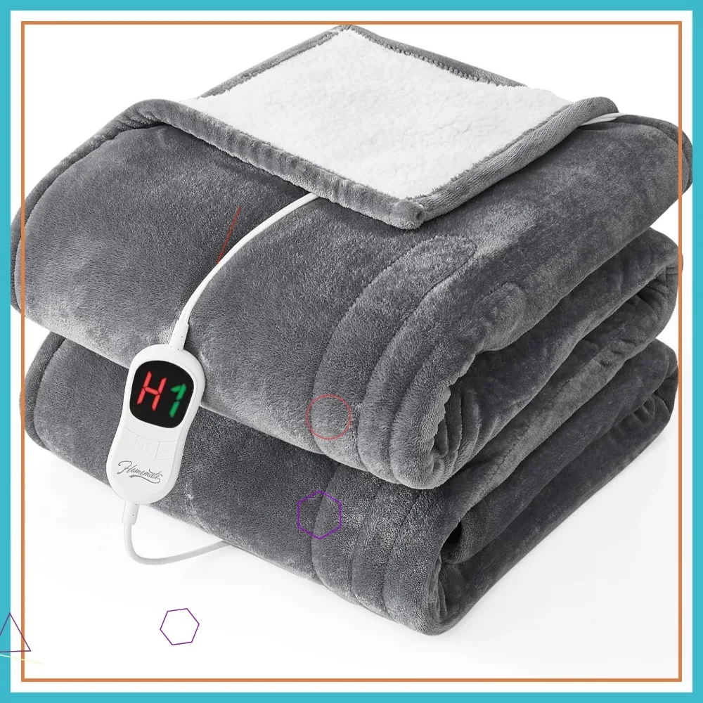 

Electric Heated Blanket Twin Size 62x84 Inches with 10 Heat Levels, Auto Shut-Off, Overheat Protection, Ultra Soft Flannel