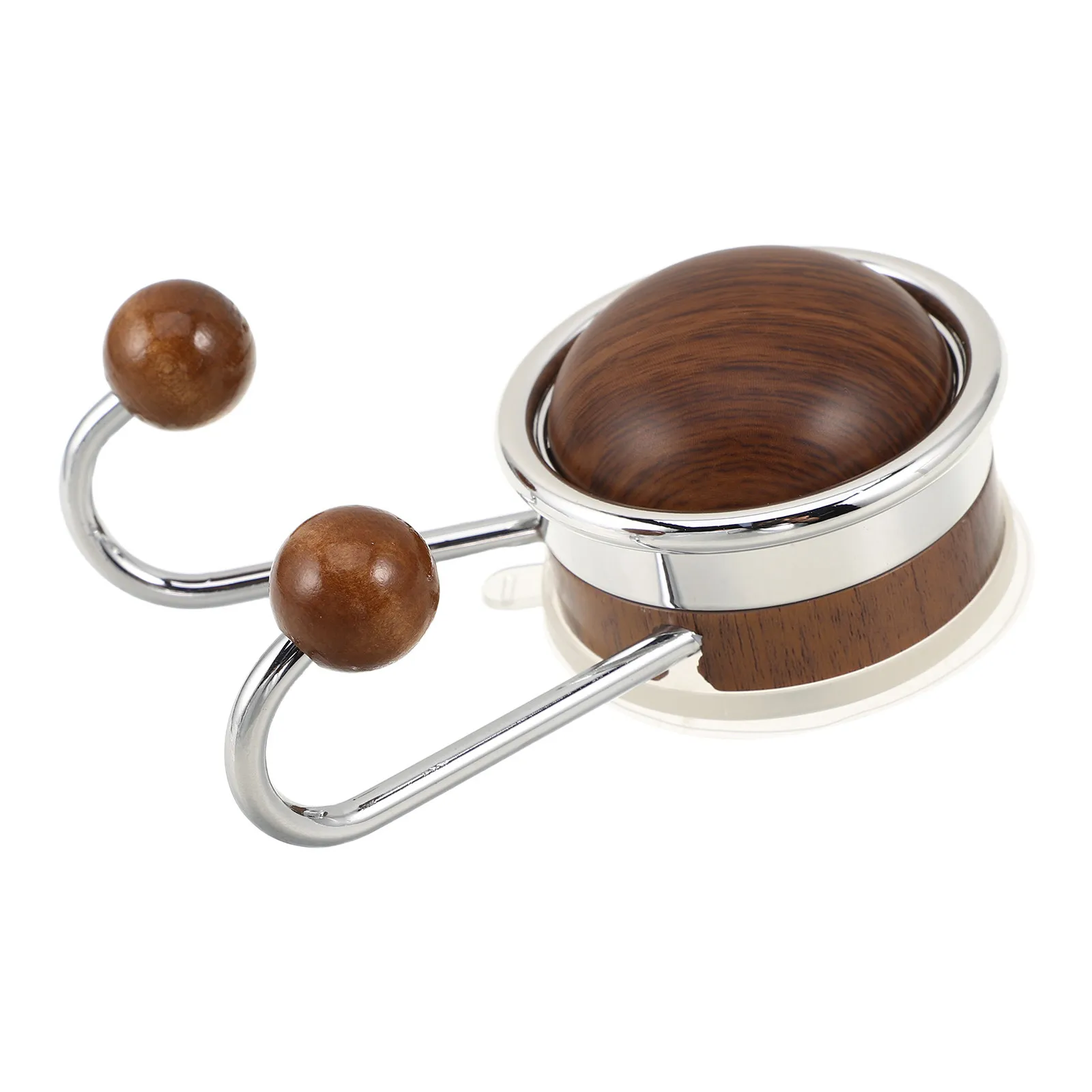Double Hook Wood Grain Suction Cup Hook No-Drill Multipurpose Kitchen Bathroom Waterproof Reusable Storage Hanger view 4