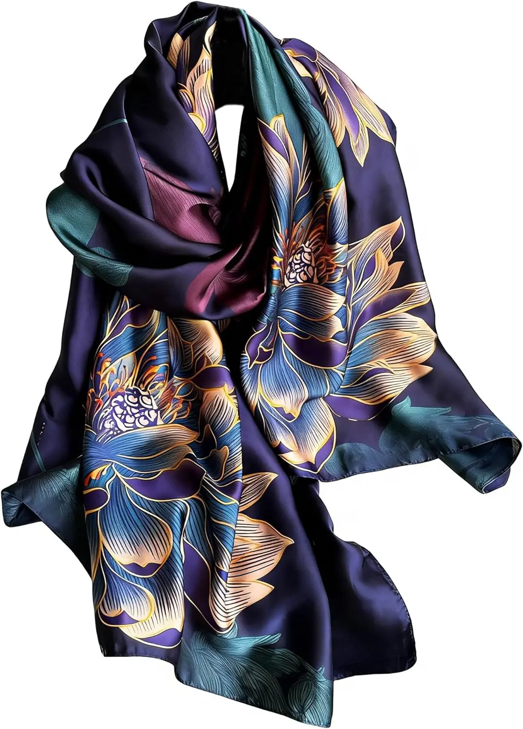 

Elegant Silk Scarf for Women, Lightweight Satin Shawl Wrap, Fashion Accessory 70.8"X35.4"