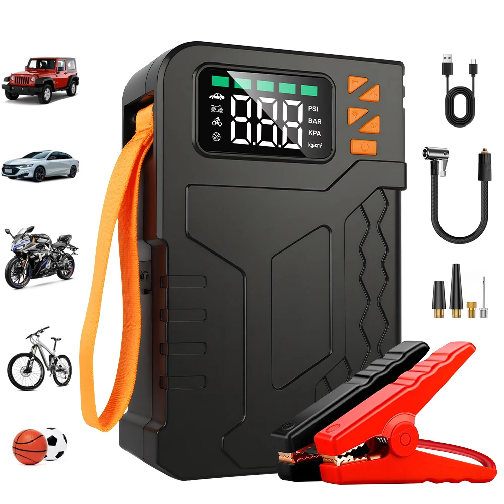

Carsun 4-in-1 Portable Car Jump Starter - 8000Mah Power Bank 150Psi Tire Inflator with Led Emergency Light