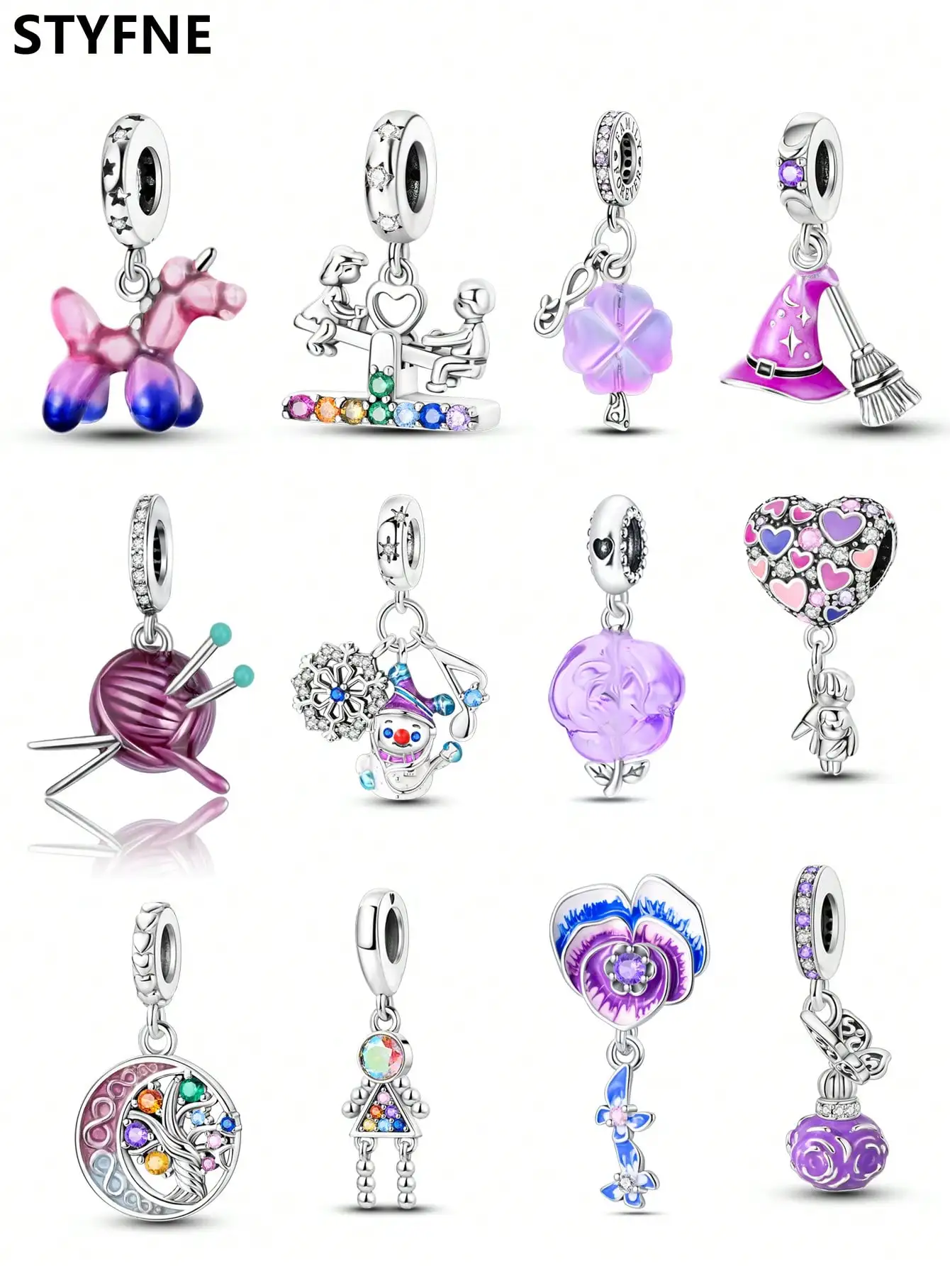 Charms Plata Pink Flower Heart Hat Bead Charm Silver Plated Fit Charms Silver 925 Original Bracelet for Jewelry Making DIY Charm