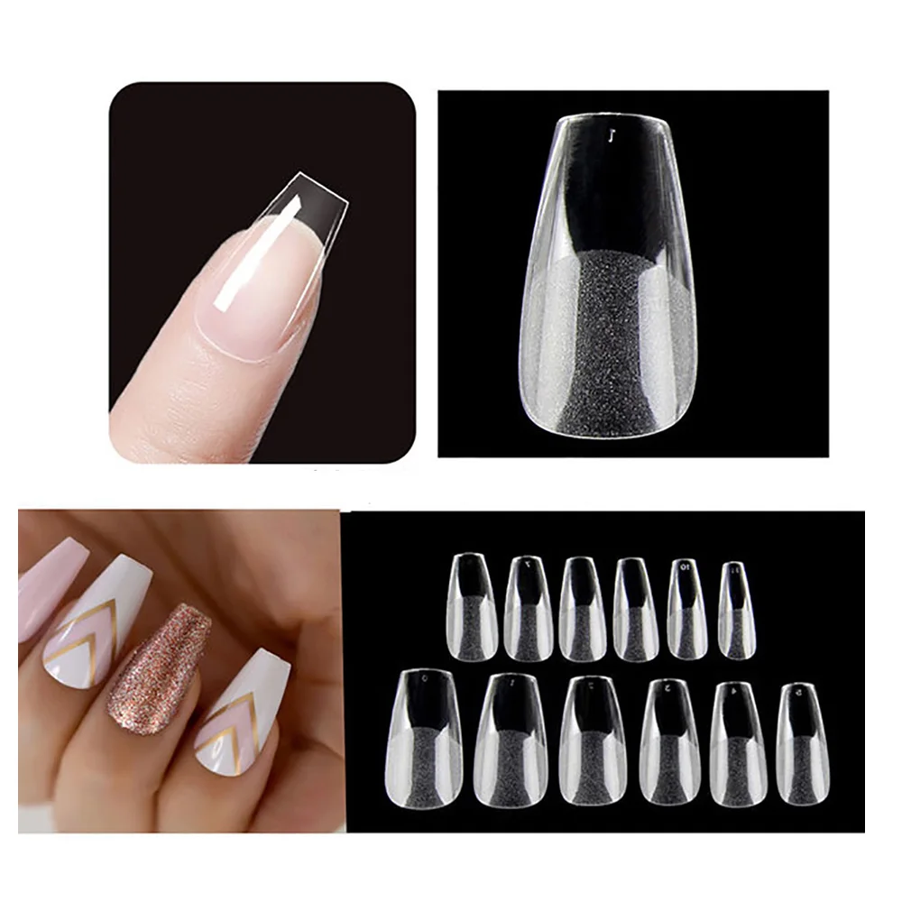 120pcs False Nails Transparent Press on Nails Coverage False Nails Tips Short T-shaped Water Drop Full Sticker For Nails