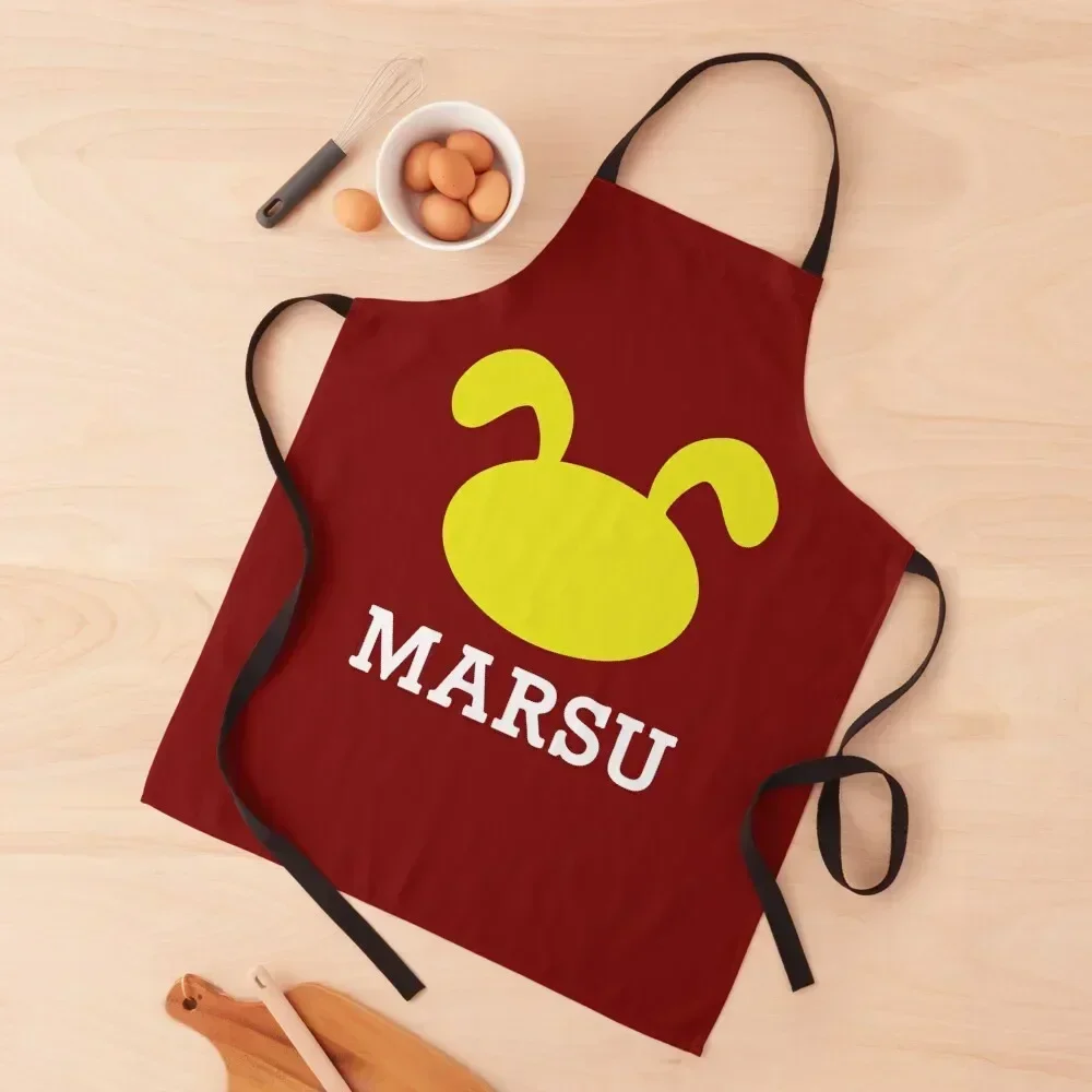 

Marsu logo / Dark red Apron men Things For The Kitchen nail tech supplies christmas kitchen Apron