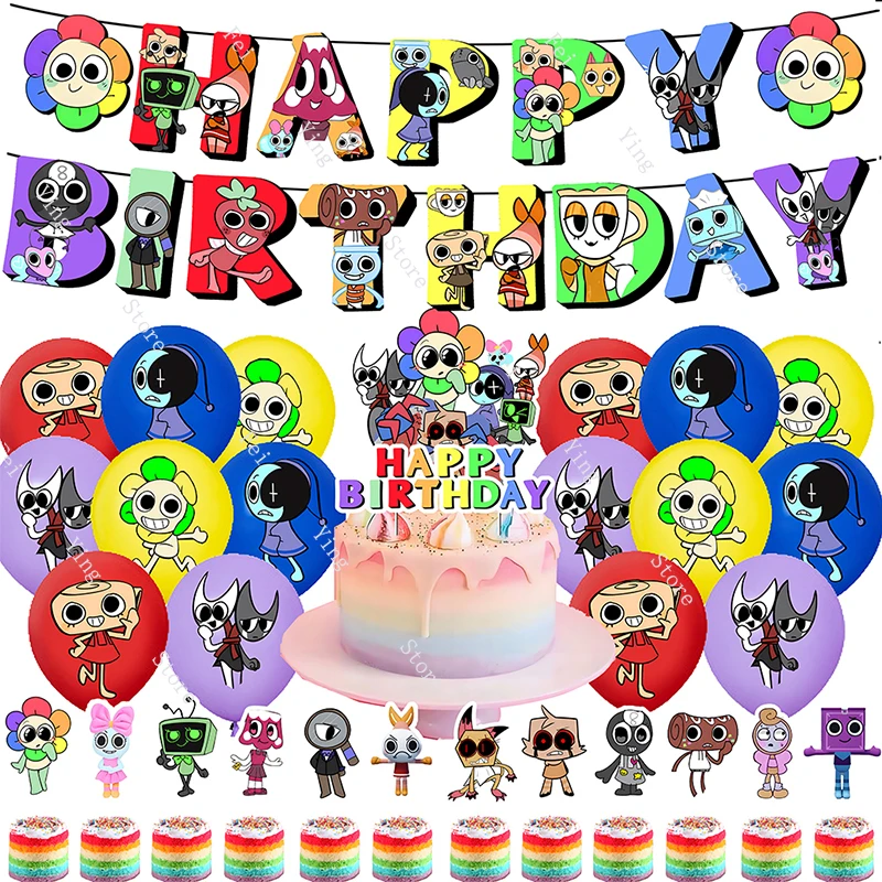 Dandy's World Birthday Party Supplies Decoration Dandys World Banner Backdrop Cupcake Toppers Boys Kid Girl Boy Children Gift