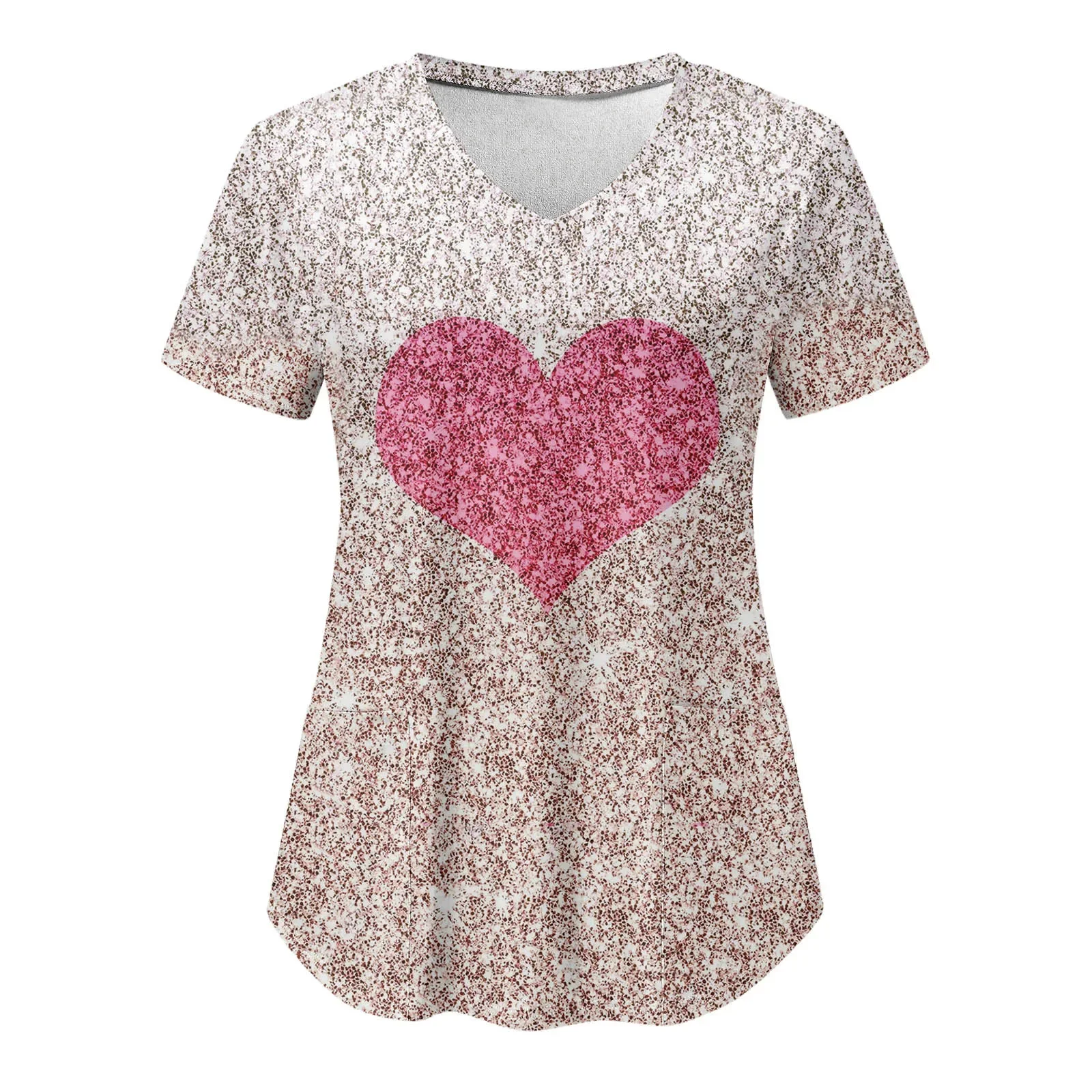 Tops de uniforme de enfermera para el Día de San Valentín, Camiseta con cuello en V, ropa de Hospital para mujer, Camiseta con bolsillo para mujer, camisetas 2024