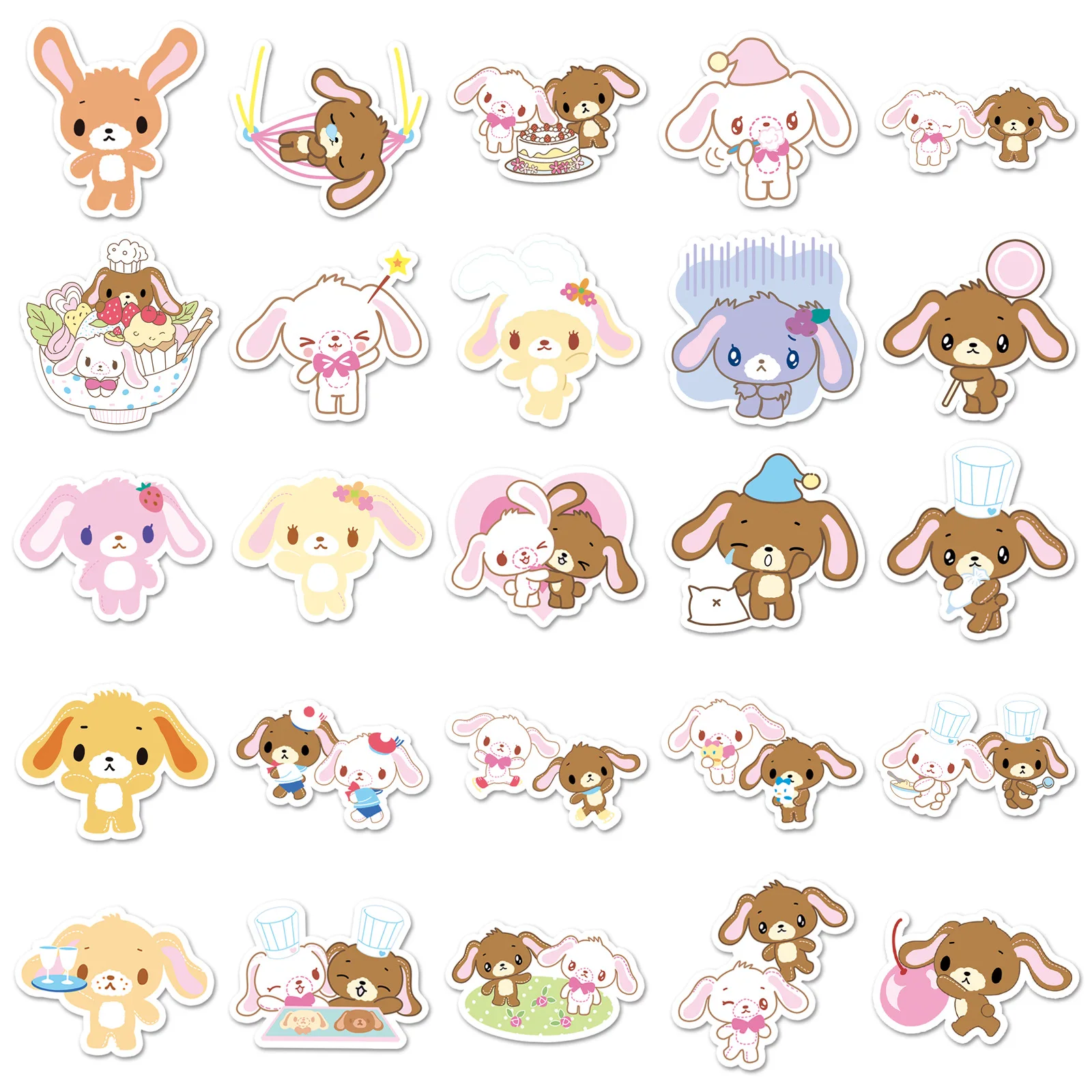 10/30/50 pçs açúcarbunnies dos desenhos animados adesivos shirowo kurousa graffiti kawaii sanrio decalques portátil guitarra carro bicicleta decoração brinquedo