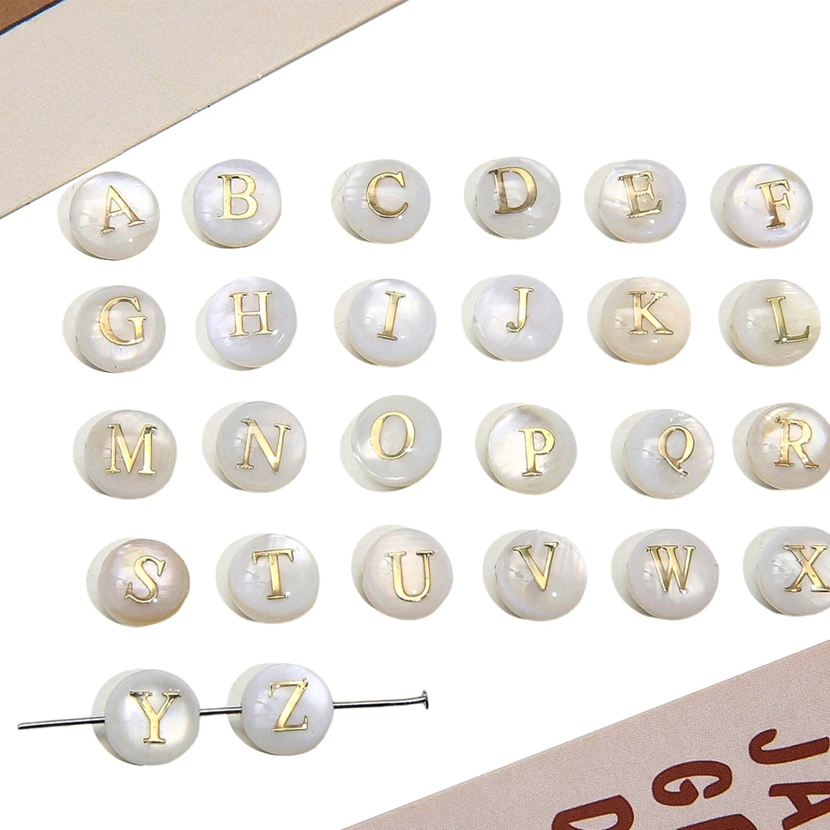 10/26pcs 8mm Natural Shell Letters Flat Round String Beads Handmade DIY Making Bracelet Jewelry Accessories Beads