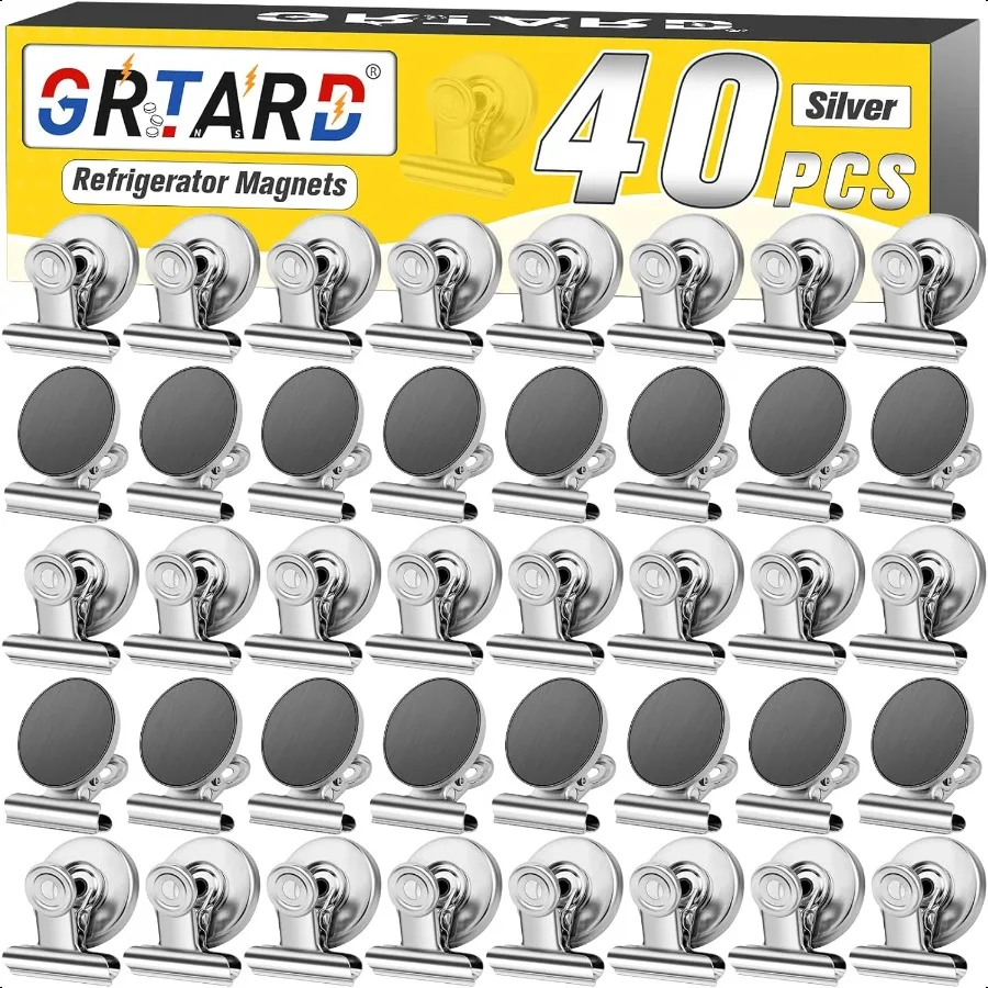 

Magnetic Clips 40 Pack Fridge Magnets Clips Magnetic Hooks Clips Strong Refrigerator Magnets Clips Whiteboard Magnetic Clips 1.