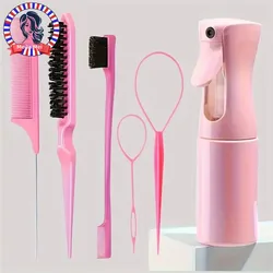 6pcs/Set Hair Brush Set Hairdressing Spray Bottle Hair Braiding Loop Rat Tail Comb Teasing Hair Brsuh Edge Control Hair Brush