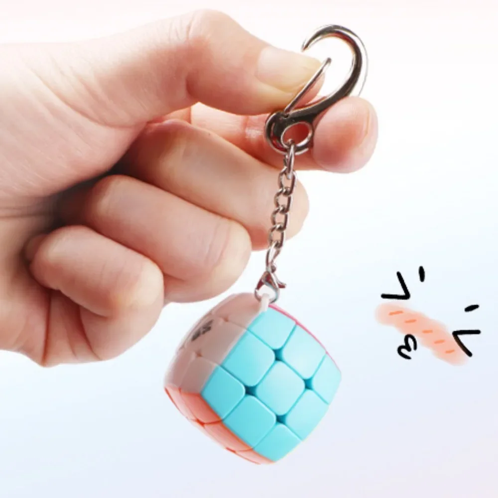 Keychain Cube Keychain 3x3 Mini Pocket Cubes Key Ring Gear 2x2 Maple Leaf Keyring Puzzle Jelly Mini Fidget Toy