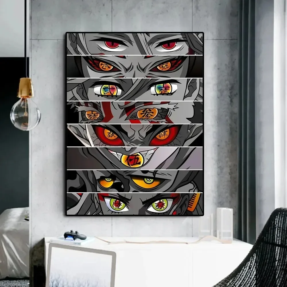 Anime Eyes Demon Slayer Kimetsu No Yaiba Poster Wall Art Print Hashira Cartoon Anime Canvas Painting for Living Room Home Decor
