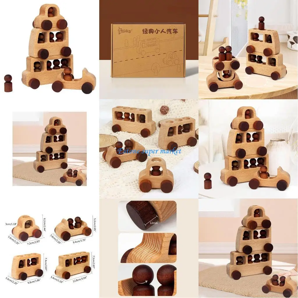 

090B Wooden Stacking Stack Blocks Stack Blocks Matching Block Preschool Learning Prop