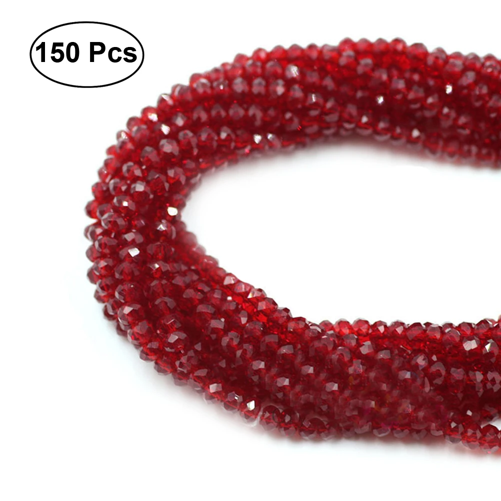 

128pcs Glass Beads Dark Red Multi-faceted Crystal Jewelry Making Necklace Bracelet DIY Crafts Beads Smooth Safe Comfortable