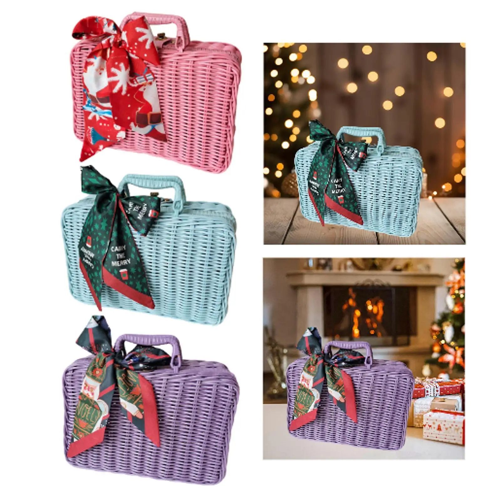 Hand Woven Rattan Basket Farmhouse Snacks Basket for Table Restaurant Office