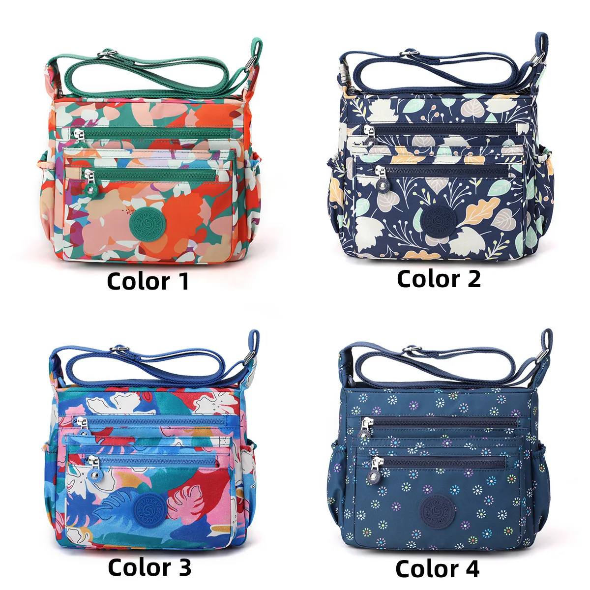 High Quality Waterproof Light Nylon Women Crossbody Bag Multi-pockets Female Shoulder Bag Fashion Casual Floral Handbag