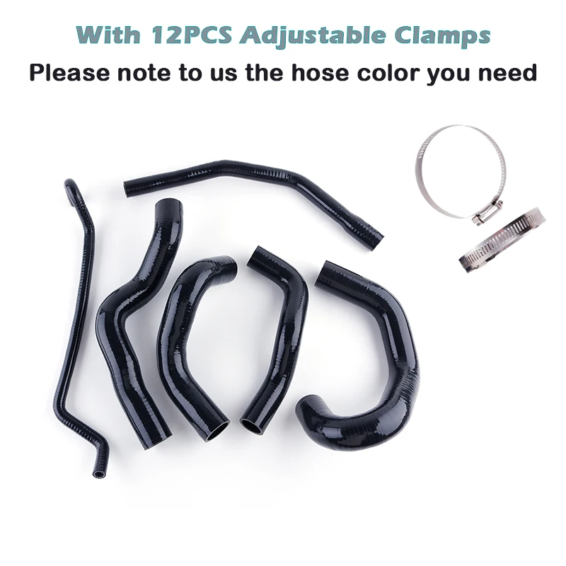 3PLY Silicone Radiator Water Hose For 2005-2010 Ford Mustang GT/ SHELBY V8 MT 2005 2006 Replacement Performance Parts 6PCS Black