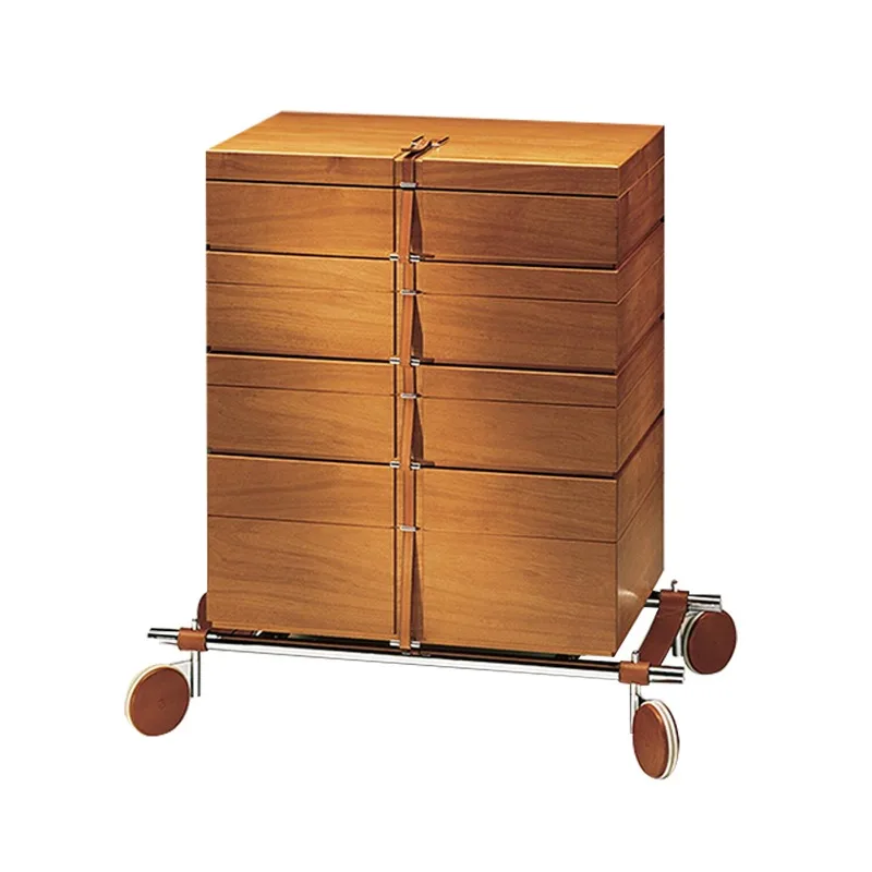 Mobile storage cabinet Modern high-end designer villa mansion creative solid wood storage side cabinet