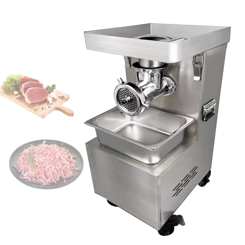 Picadora de carne eléctrica de acero inoxidable, máquina de alta potencia para picar carne y hacer salchichas, para cantina, restaurante, carnicería