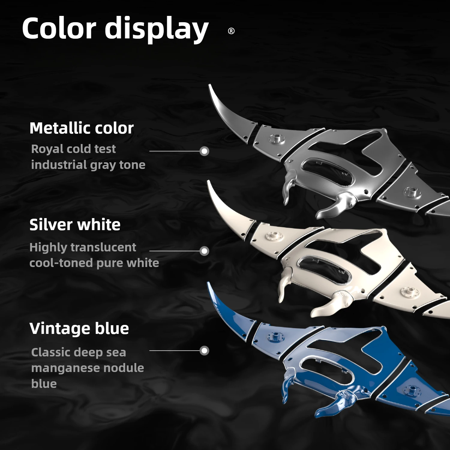 Manta Ray Shell Full Metal Mechanical Manta Ray Replacement Shell Assembly Accessories Art Desktop Ornaments Toy Gift Box
