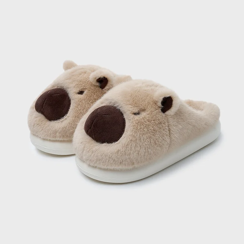 Pantofole in cotone da donna calde per interni invernali per la casa nuove simpatiche pantofole in peluche con orsetto comode pantofole pelose da