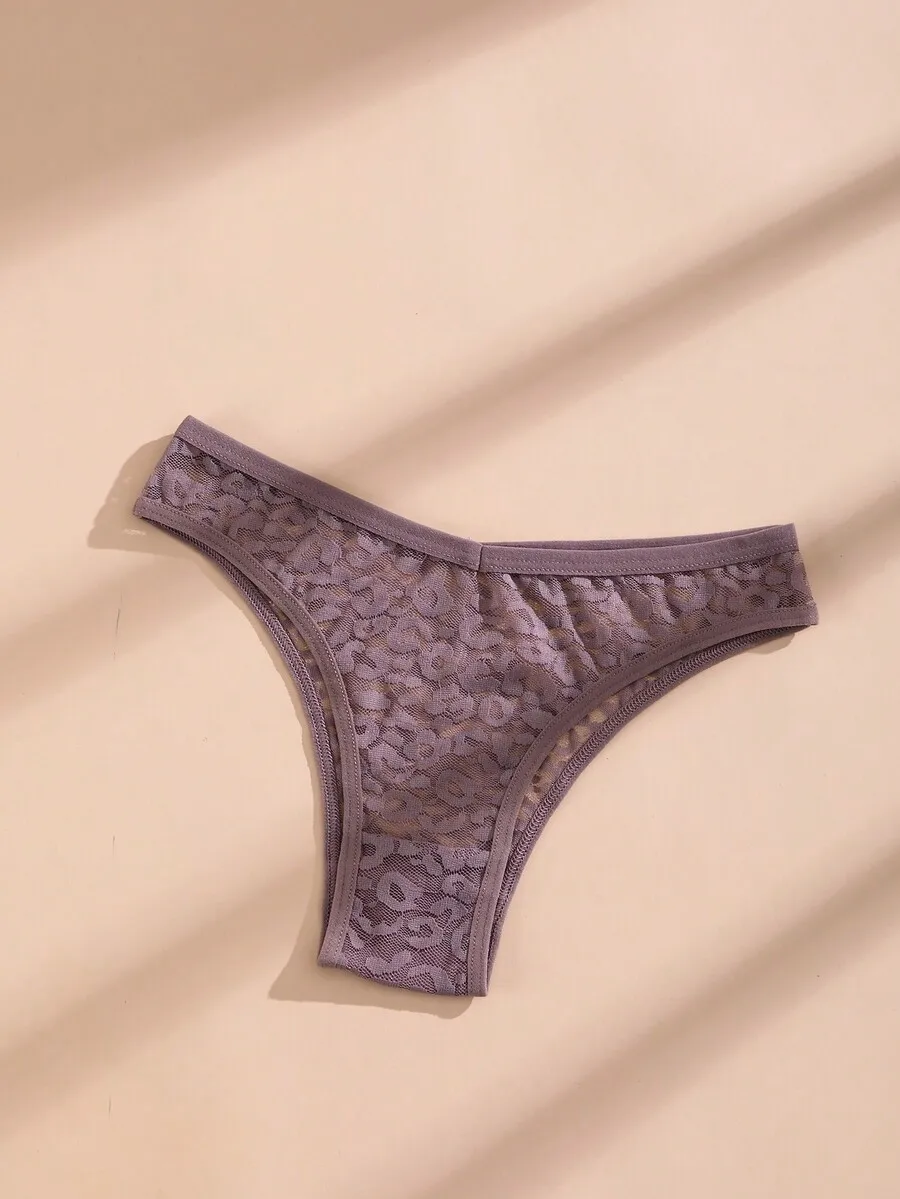 

Lace Bikini Panties V Waist Leopard Print Seamless Comfortable Breathable Underwear