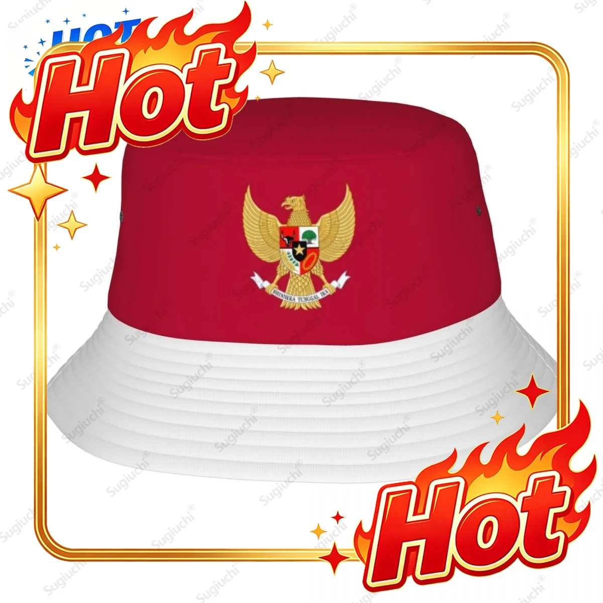 Custom Hat 2025 Indonesia 3D Flag Men Women Bucket Hat Outdoor Sun Protection Cap Breathable Mesh For Fisherman Camping Hiking