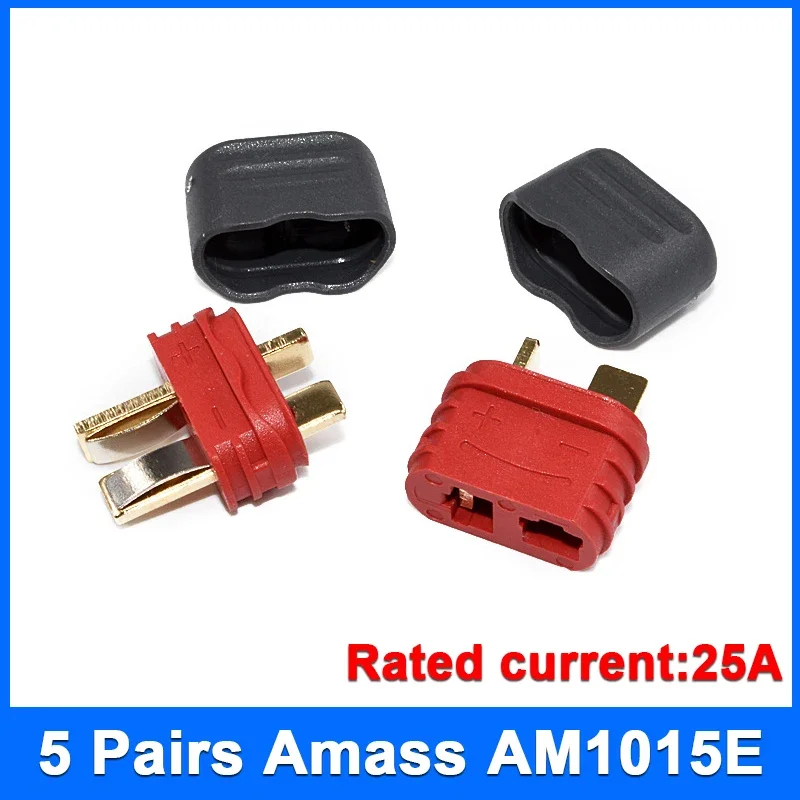 5 pairs AM1015E T plug Connector No-slip Connector 40A High Current For RC Battery/Multi-axis/Fixed-wing Model/Aircraft Toys