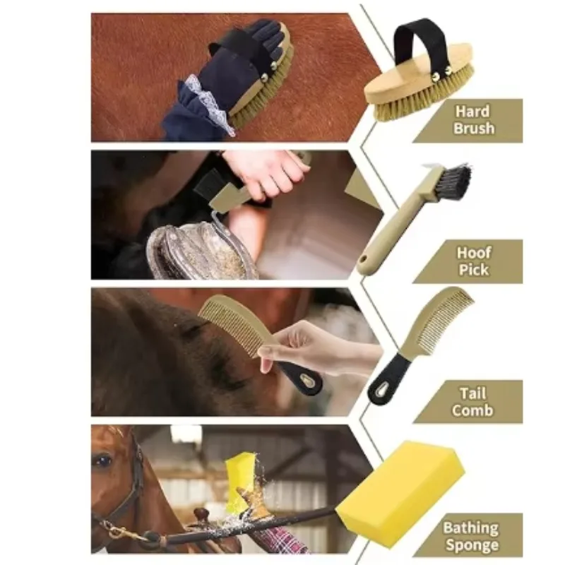 Equestrian Horse Grooming Tool Set Complete Equine Care Kit