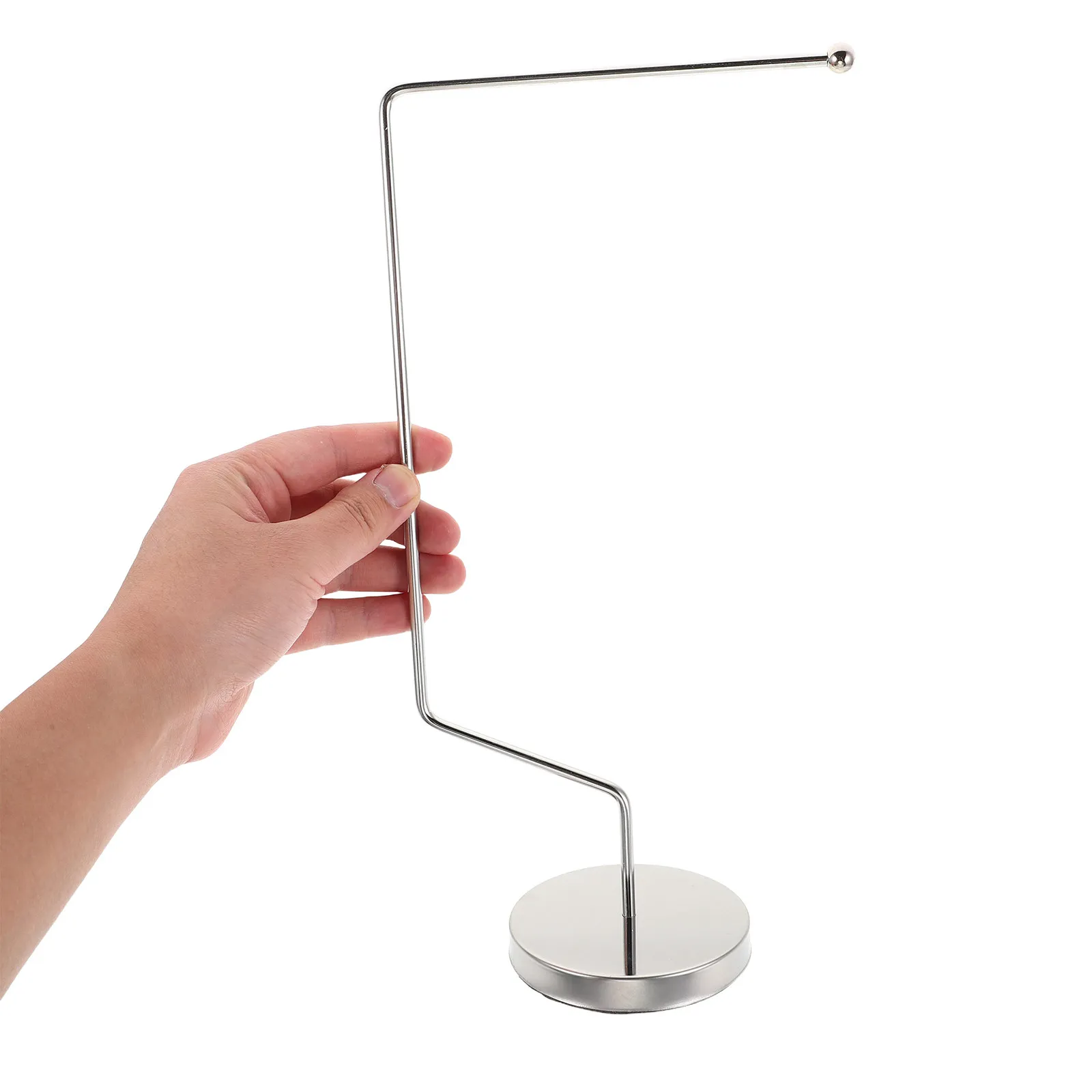 Heavy Duty Stainless Steel Table Flag Stand – Curved Single Rod Desk Flagpole Holder for Office, Meeting Room