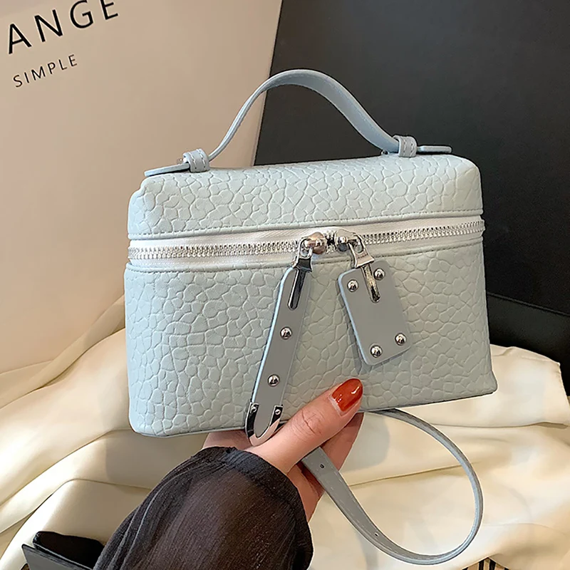 Senior Sense Litchi Leather Mini Square Bag Women\'s 2024 Summer New Fashion Crossbody Bag Korean Style Portable Popular Handbag