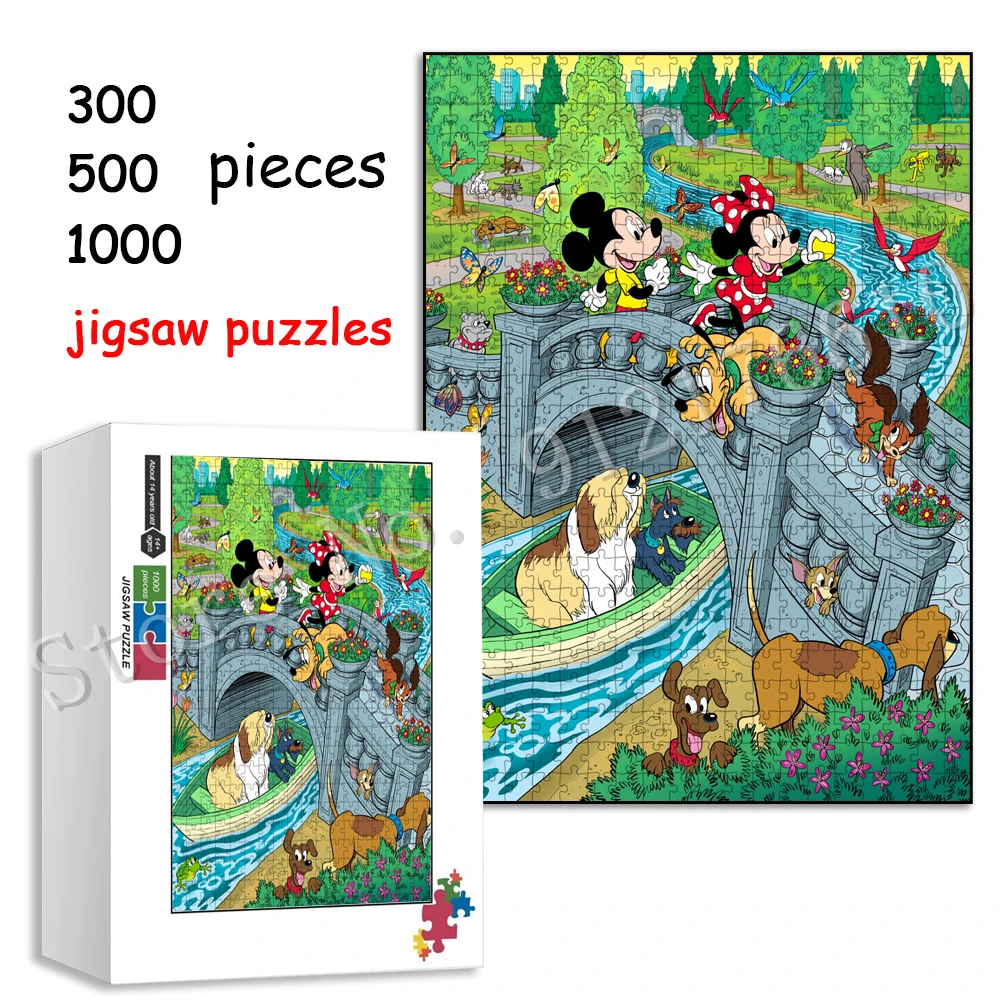 Mickey Mouse Clubhouse Jigsaw Puzzle 300/500/1000 Pieces Disney Fantastic Garden Magic DIY Gift Release Stress Toy 3D Decoration